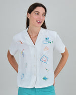 Chiringuito embroidery Aloha Blouse White