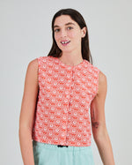 Asis Percales Daisy Button Up Blouse Red