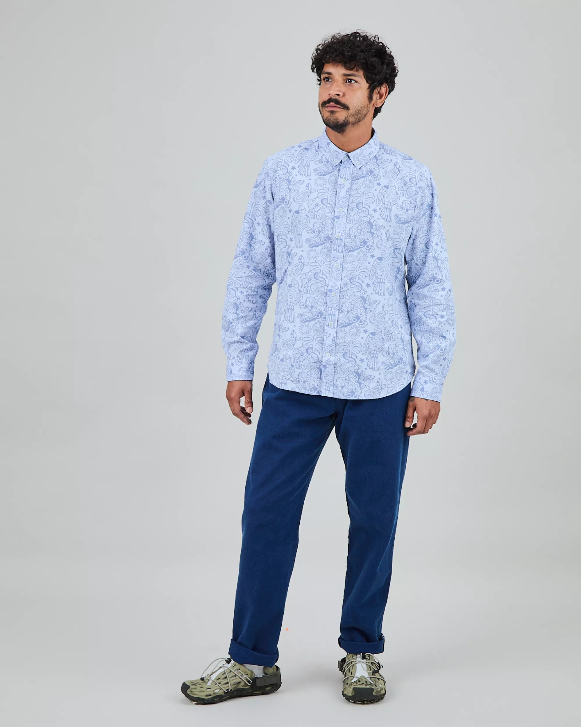 Asis Percales Crocodylus Regular Shirt Blue