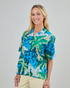 Tropical Pixel Camo Aloha Blouse Blue