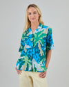 Tropical Pixel Camo Aloha Blouse Blue