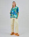 Tropical Pixel Camo Aloha Blouse Blue