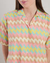 Pastel Wavy Stripes Aloha Blouse