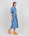 Washed Denim Shirt Dress Blue