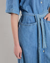Washed Denim Shirt Dress Blue
