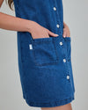 Washed Denim Pichi Shorts Dress Blue
