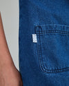 Washed Denim Pichi Shorts Dress Blue