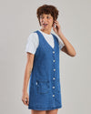 Washed Denim Short Dress Blue