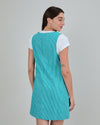 Denim Stripes Short Dress Green