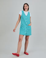 Denim Stripes Pichi Shorts Dress Green