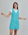 Denim Stripes Pichi Shorts Dress Green
