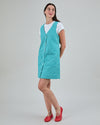 Denim Stripes Pichi Shorts Dress Green