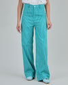 Denim Stripes Straight Leg Pants Green