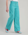 Denim Stripes Straight Leg Pants Green