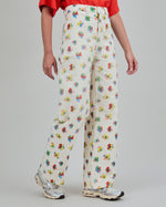 Mini Flower Straigh Leg Pants Ecru