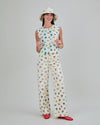 Mini Flower Straigh Leg Pants Ecru