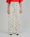 Mini Flower Straigh Leg Pants Ecru