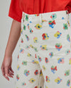 Mini Flower Straigh Leg Pants Ecru
