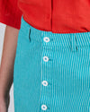 Denim Stripes Mini Skirt Green