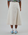 Denim Slub Midi Skirt Ecru