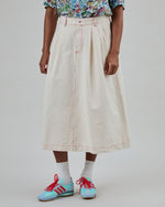 Denim Slub Midi Skirt Ecru
