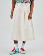 Denim Slub Midi Skirt Ecru