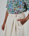 Denim Slub Midi Skirt Ecru
