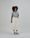 Denim Slub Midi Skirt Ecru