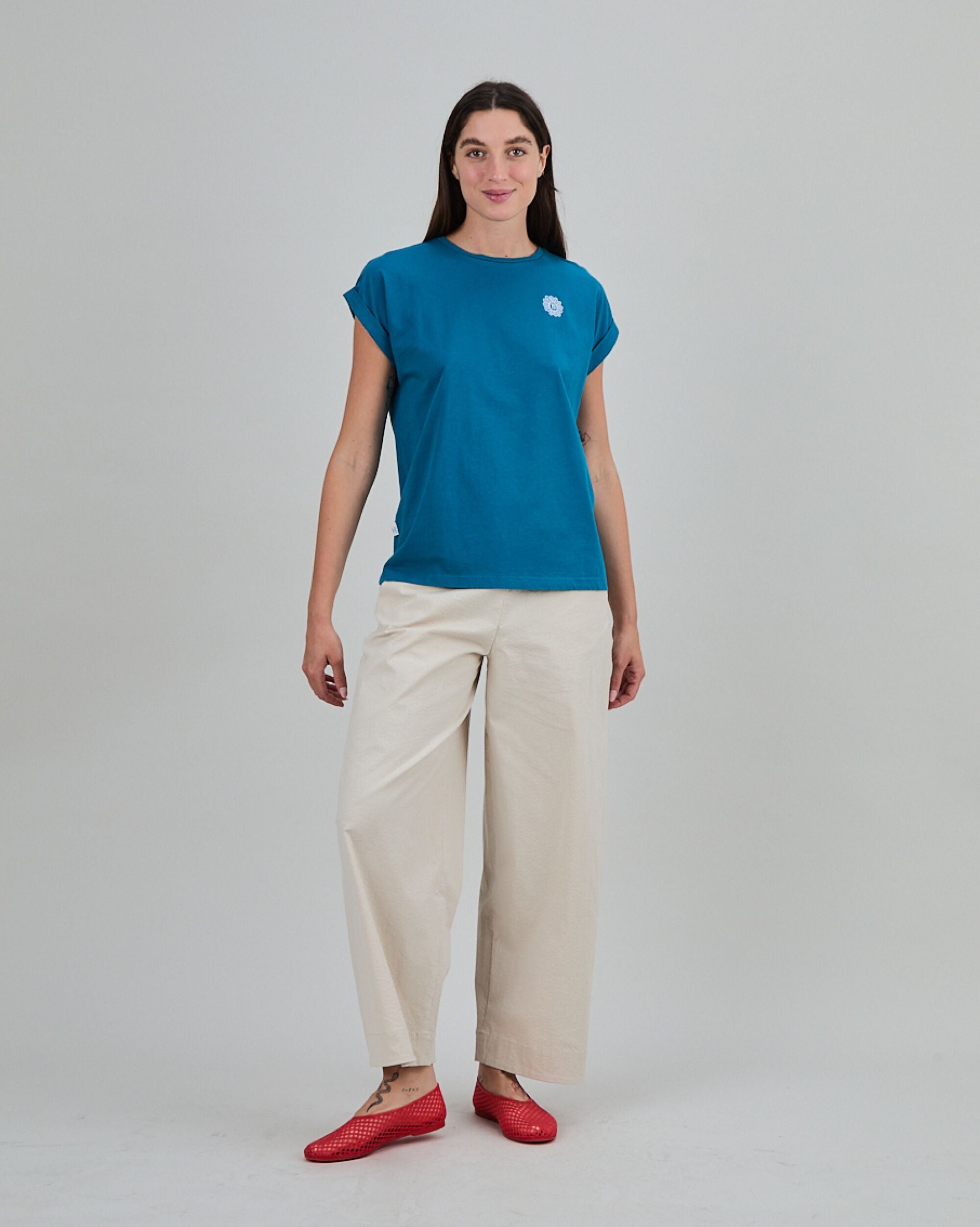 Asis Percales Daisy Scoop Tee Blue