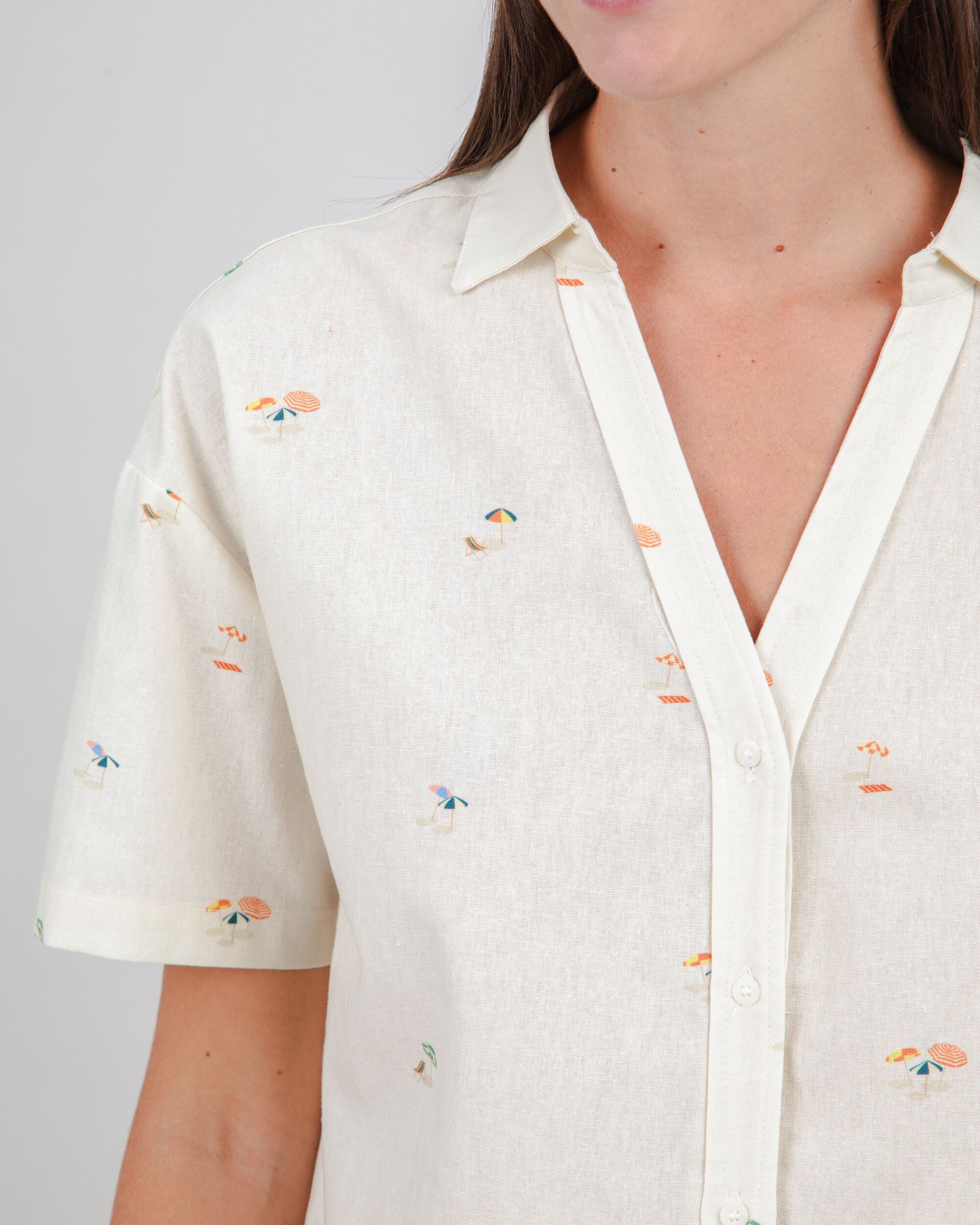 Beach Please Cropped Blouse Ecru