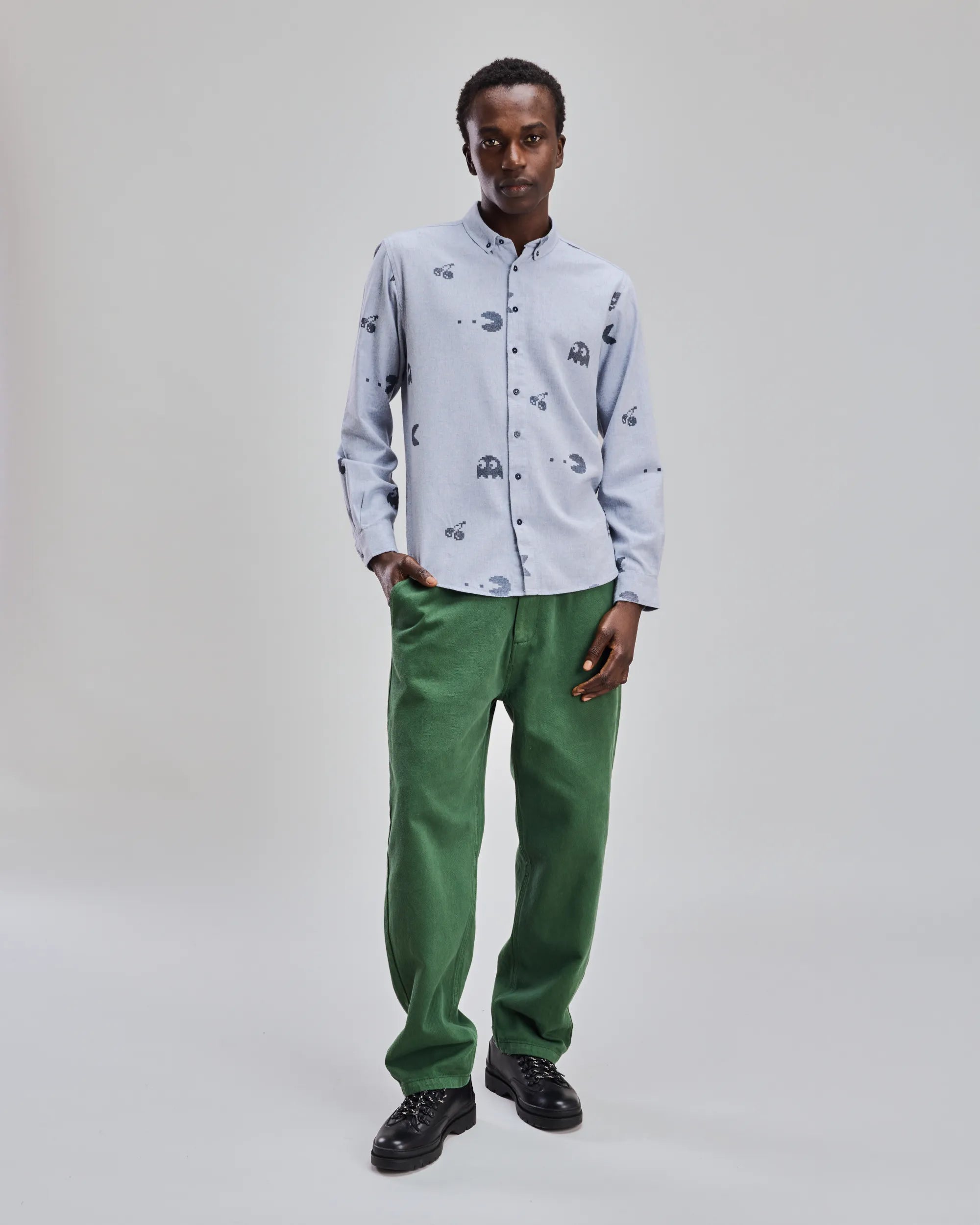 PAC-MAN Retro Flannel Light Blue Shirt