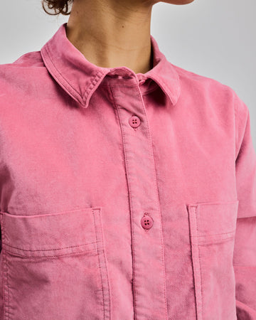 Velvet Boxy Shirt Pink Rose