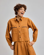 Wavy Pocket Boxy Shirt Camel