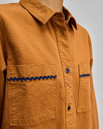Wavy Pocket Boxy Shirt Camel