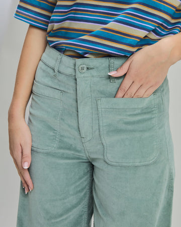 Velvet Straight Leg Pants Ligth Green