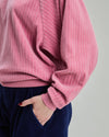 Velvet Corduroy Raglan Sweatshirt Pink Rose