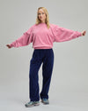 Velvet Corduroy Raglan Sweatshirt Pink Rose