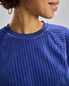 Velvet Corduroy Raglan Sweatshirt Blue