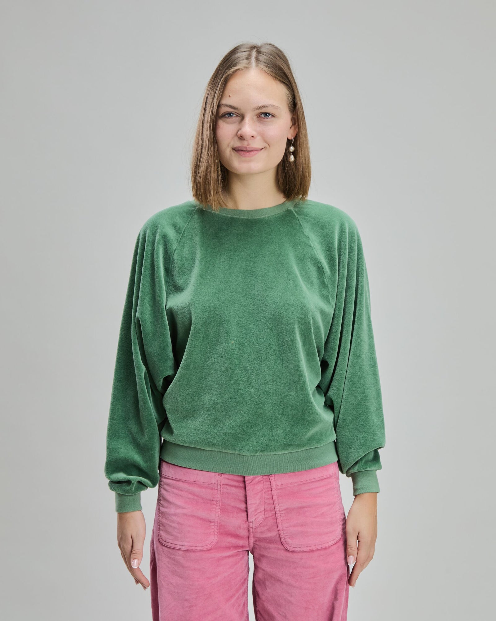 Velvet Raglan Sweatshirt Ligth Green