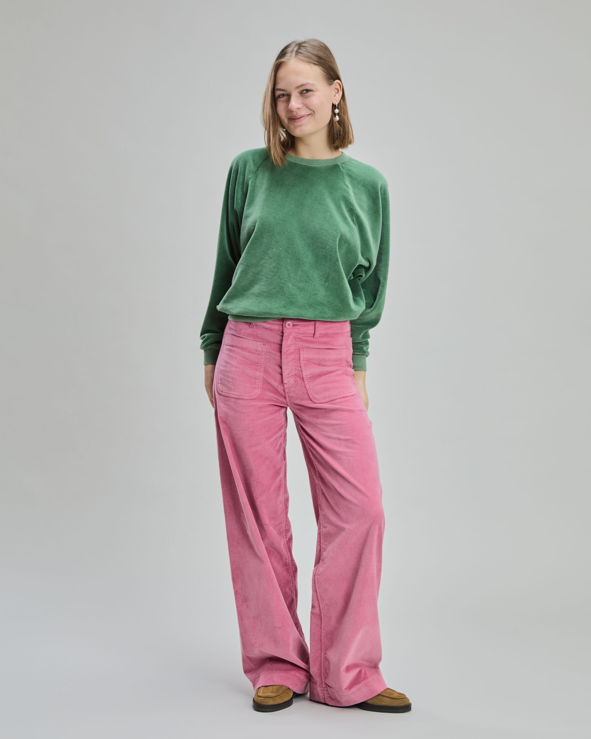 Velvet Raglan Sweatshirt Ligth Green