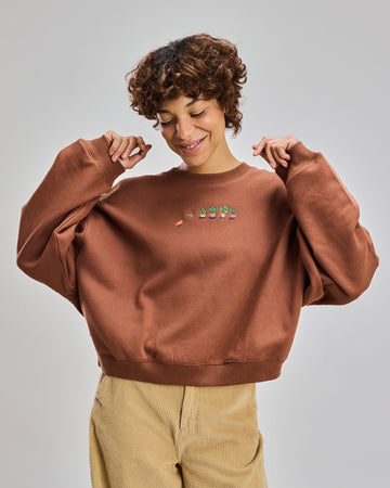 Grandma Plants Oversize Sweatshirt Brown