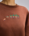 Grandma Plants Oversize Sweatshirt Brown