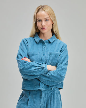 Corduroy Boxy Shirt Vintage Blue
