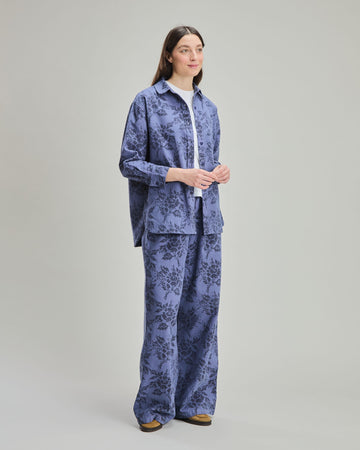 Long Overshirt Printed Dark Blue