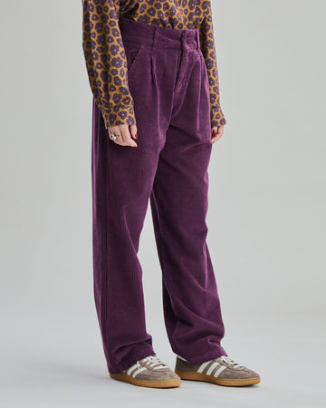 Corduroy Pleated Pants Eggplant
