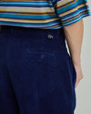 Corduroy Pleated Pants?Dark Blue