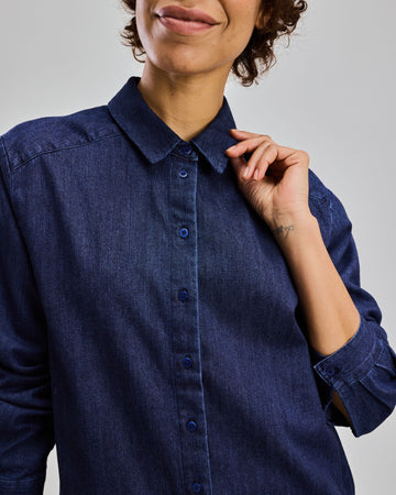 Slub Denim Straight Fit Shirt