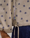 Pixel Flowers Puffy Sleeves Blouse Ecru