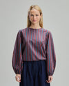 Wavy Stripes Puffy Sleeves Blouse