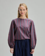 Wavy Stripes Puffy Sleeves Blouse